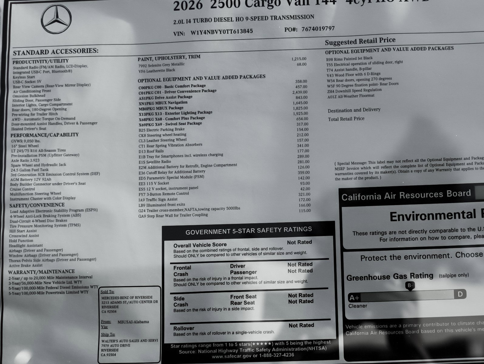 New 2026 Selenite gray metallic Mercedes-Benz 2500 Standard Roof I4 Diesel HO 144 AWD image 27