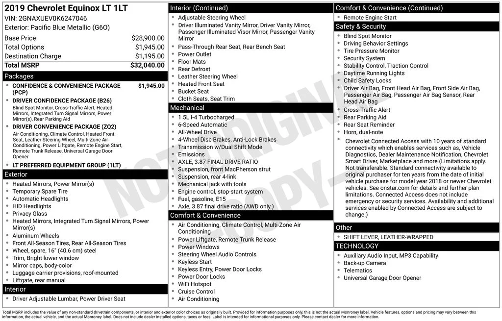 Used 2019 Blue Chevrolet LT image 2