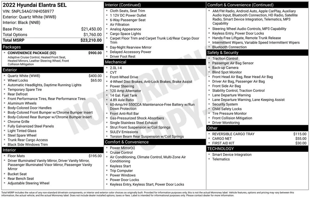 Used 2022 White Hyundai SEL image 17