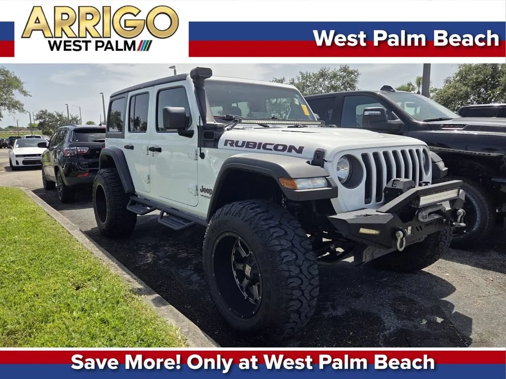 Used 2020 Bright White Clearcoat Jeep Rubicon image 1