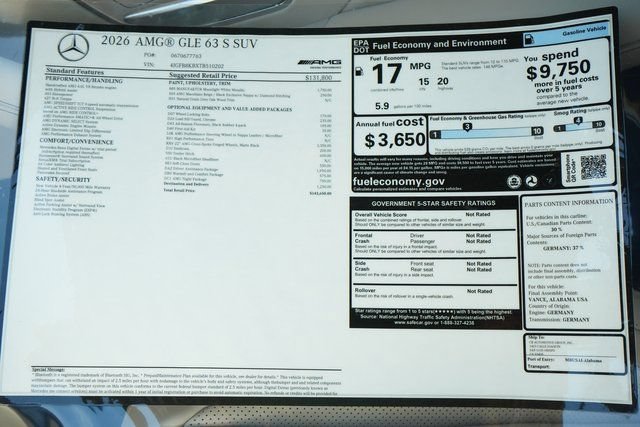 New 2026 MANUFAKTUR Moonlight White Metallic Mercedes-Benz AMG® GLE 63 S 4MATIC+ SUV image 82