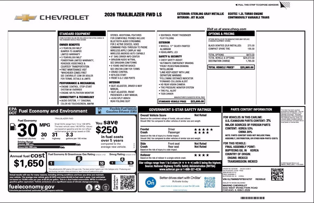 New 2026 Sterling Gray Metallic Chevrolet LS image 2