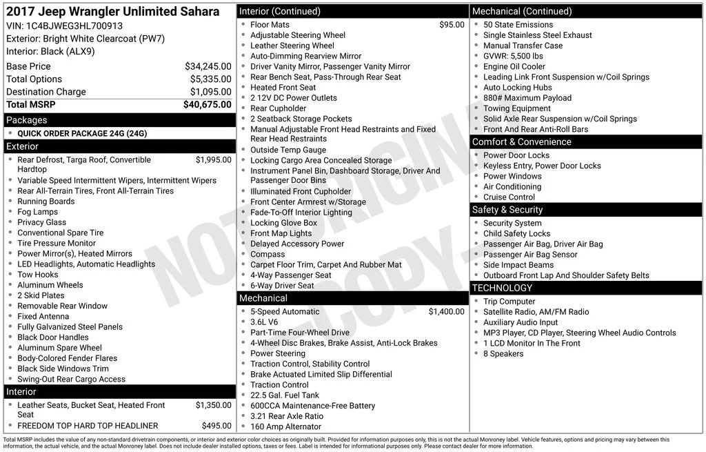 Used 2017 White Jeep Unlimited Sahara image 2