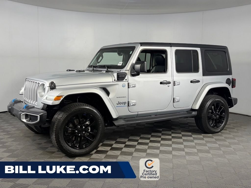 Certified Used 2023 Silver Jeep Sahara 4xe image 1