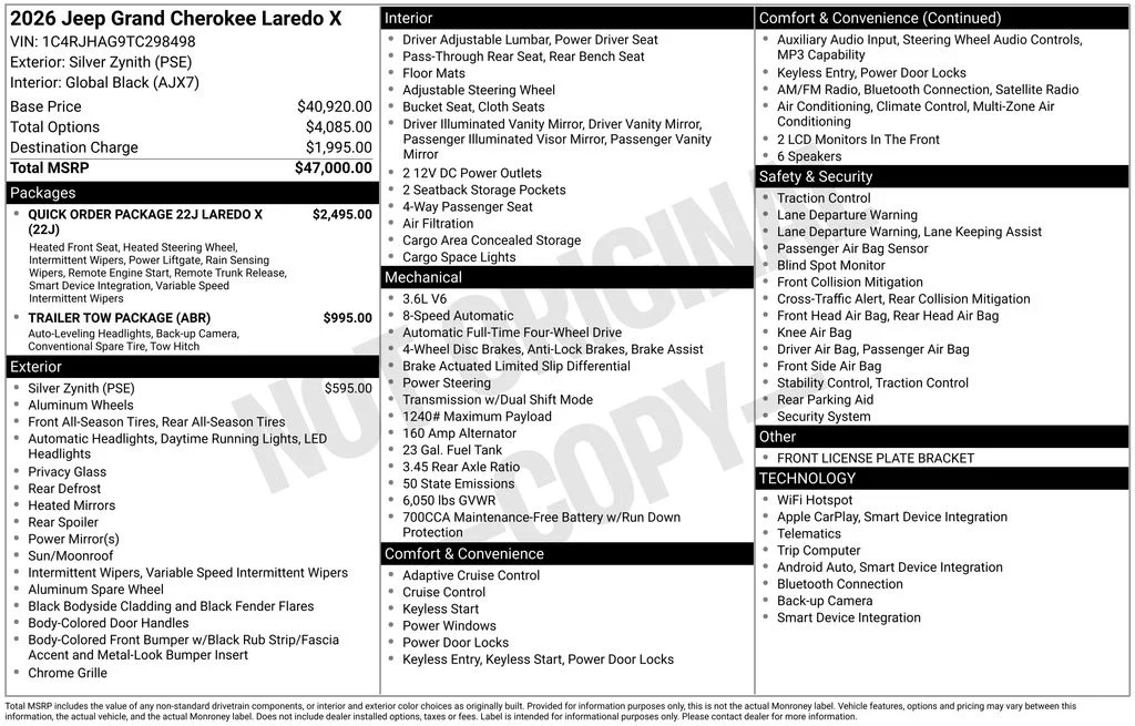 New 2026 Silver Zynith Exterior Paint Jeep Laredo X image 6