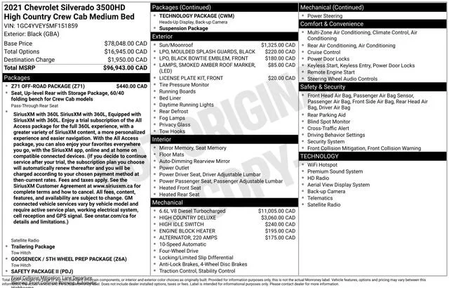 Used 2021 Black Chevrolet High Country image 1