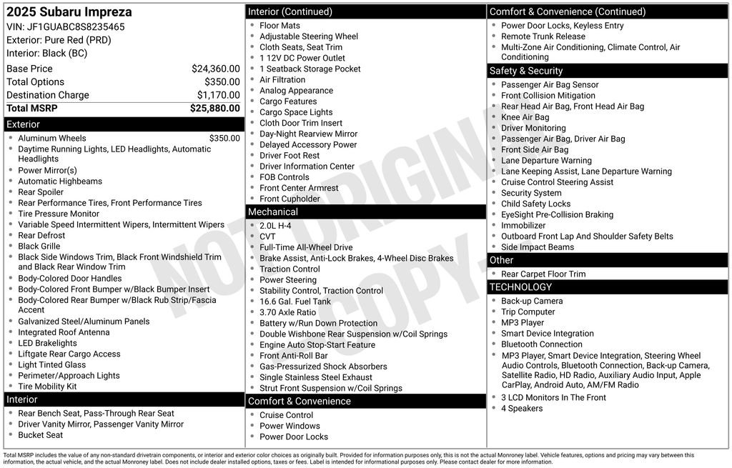 Used 2025 Red Subaru Base image 35