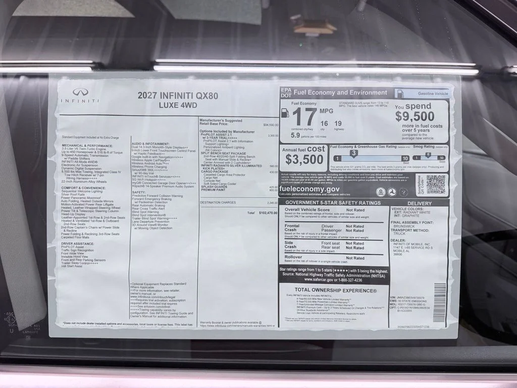 New 2027 RADIANT WHITE INFINITI Luxe 4WD image 56