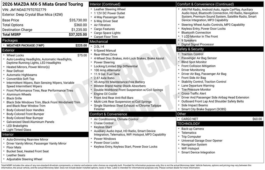 New 2026 Deep Crystal Blue Mica Mazda Grand Touring image 7