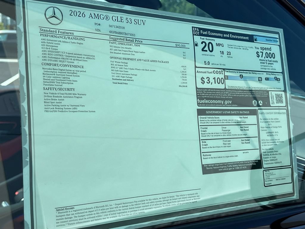 New 2026 Selenite Grey Metallic Mercedes-Benz AMG® GLE 53 4MATIC+ SUV image 82