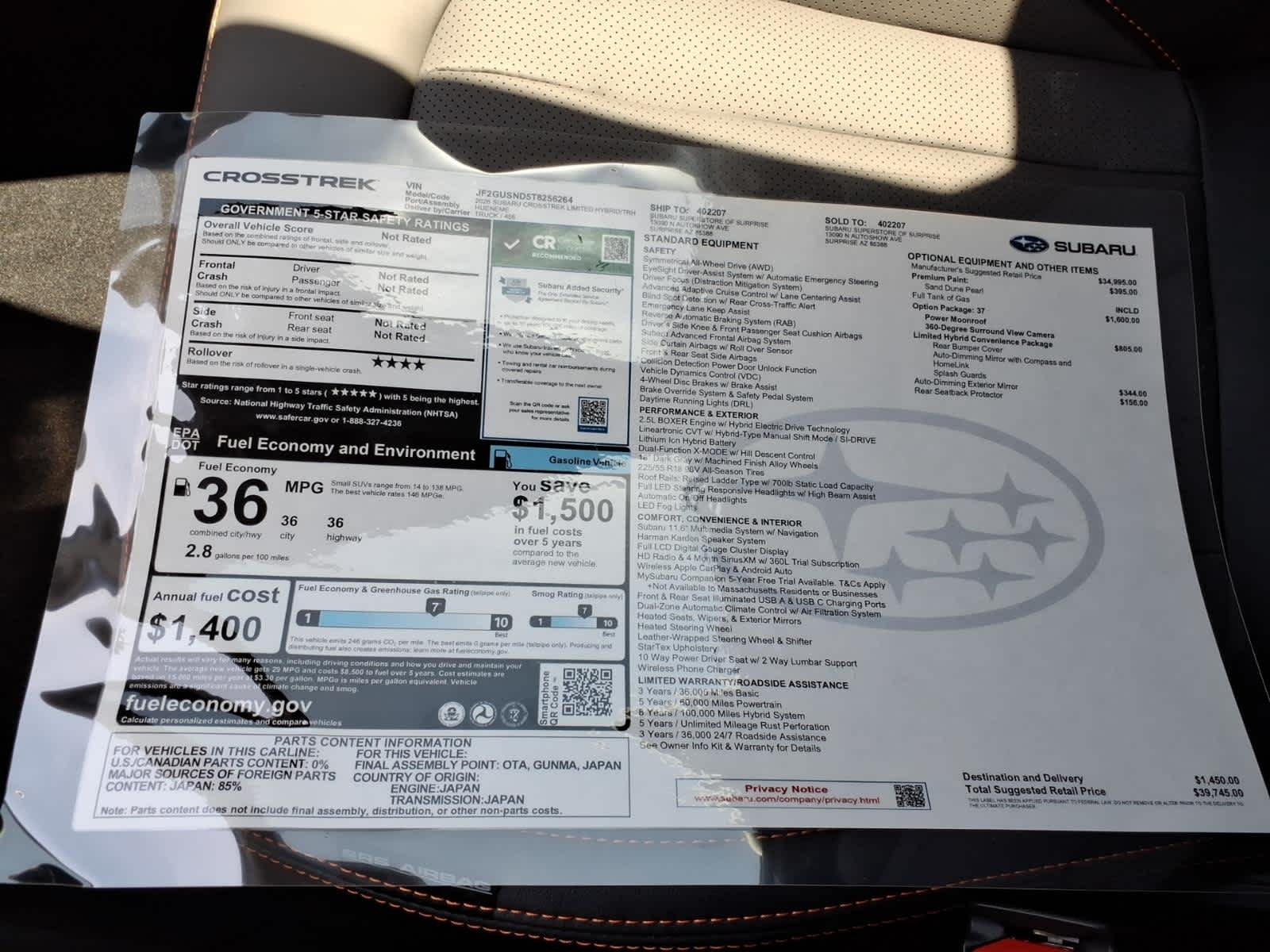 New 2026 SAND DUNE PEARL Subaru Limited Hybrid image 40