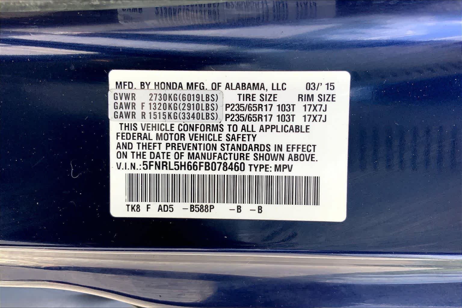 Used 2015 Obsidian Blue Pearl Honda EX-L image 36