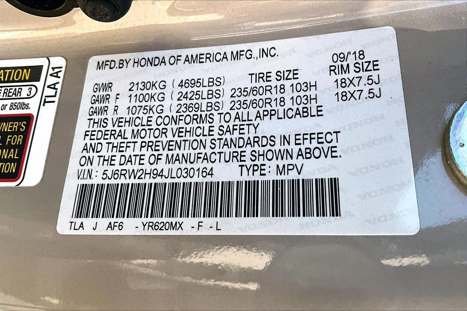 Used 2018 Sandstorm Metallic Honda Touring image 34