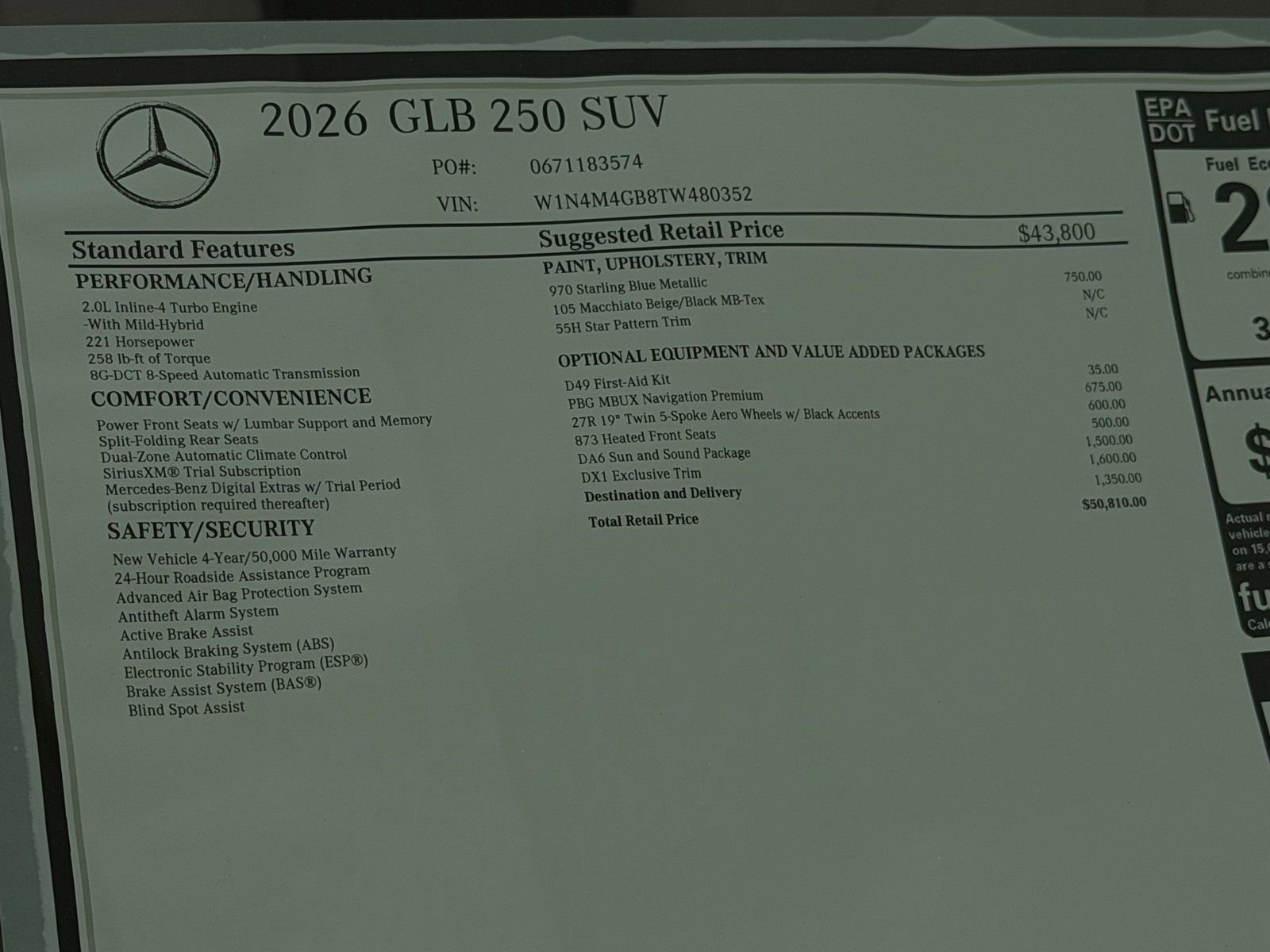 New 2026 Starling Blue Metallic Mercedes-Benz GLB 250 image 48