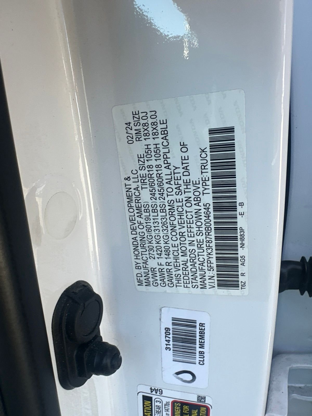 Used 2024 Platinum White Pearl Honda Black Edition image 5