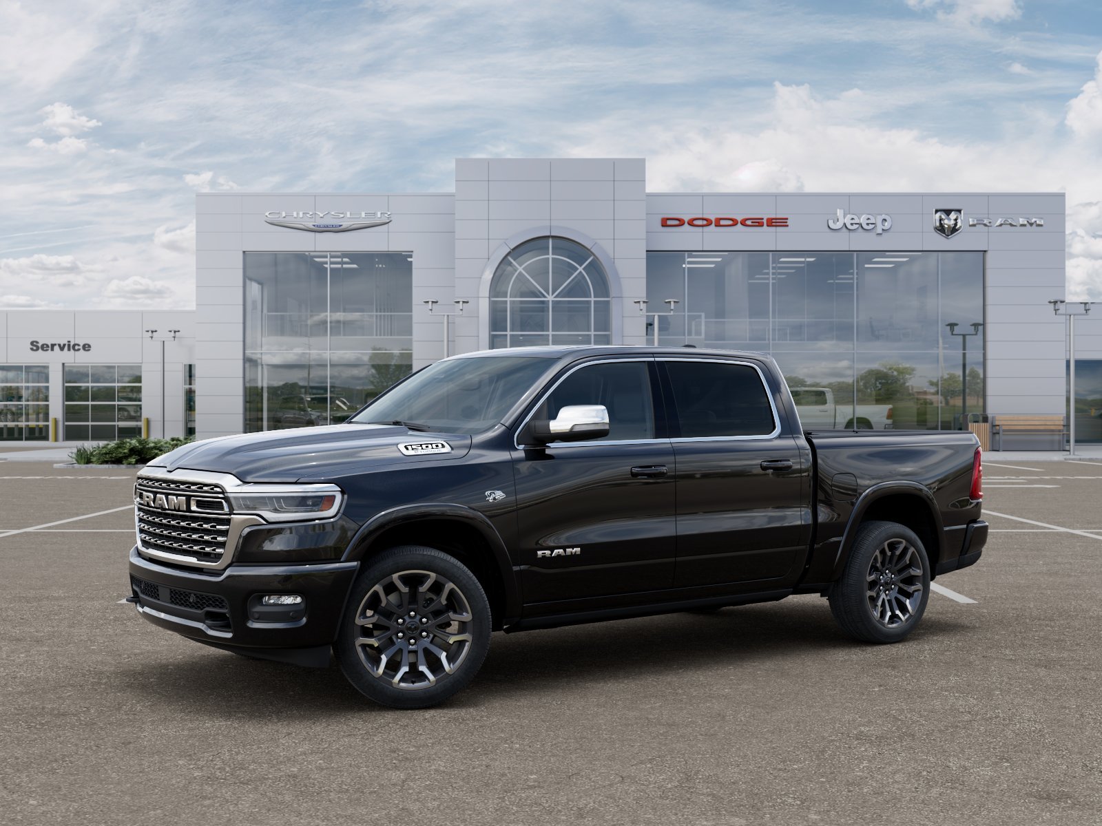 New 2026 Diamond Black Crystal Pearl-Coat Exterior Paint RAM Longhorn image 2