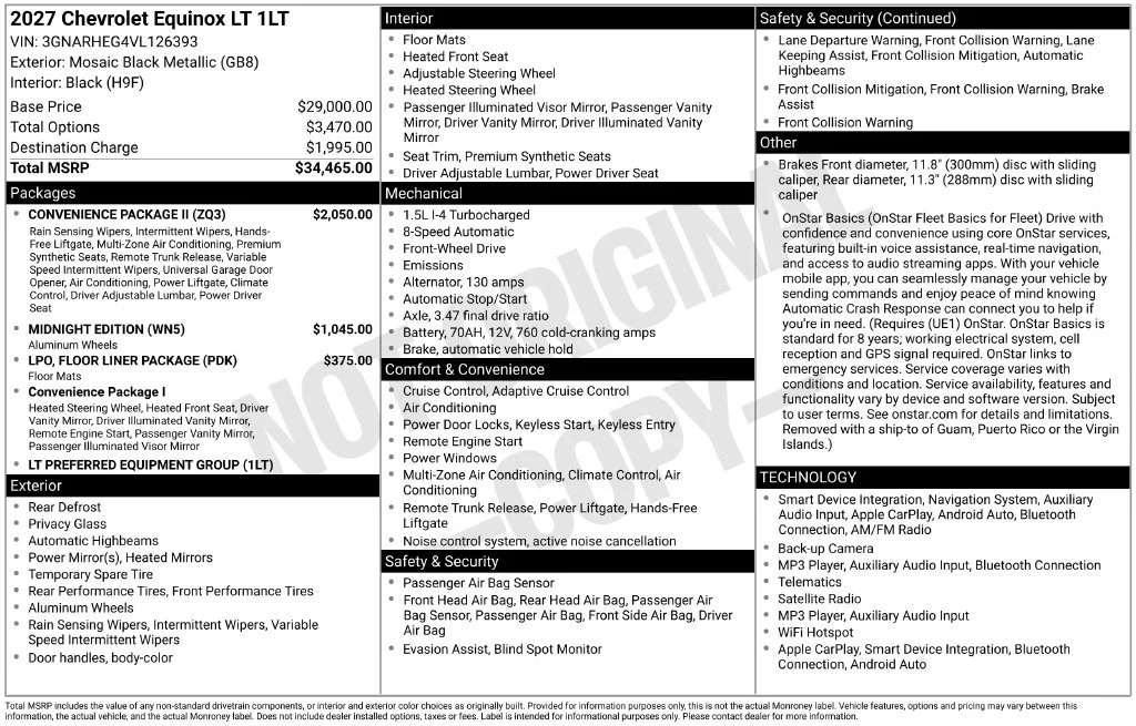 New 2027 Mosaic Black Metallic Chevrolet LT image 4