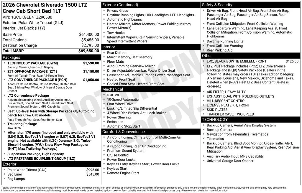 Used 2026 Polar White Tricoat Chevrolet LTZ image 6