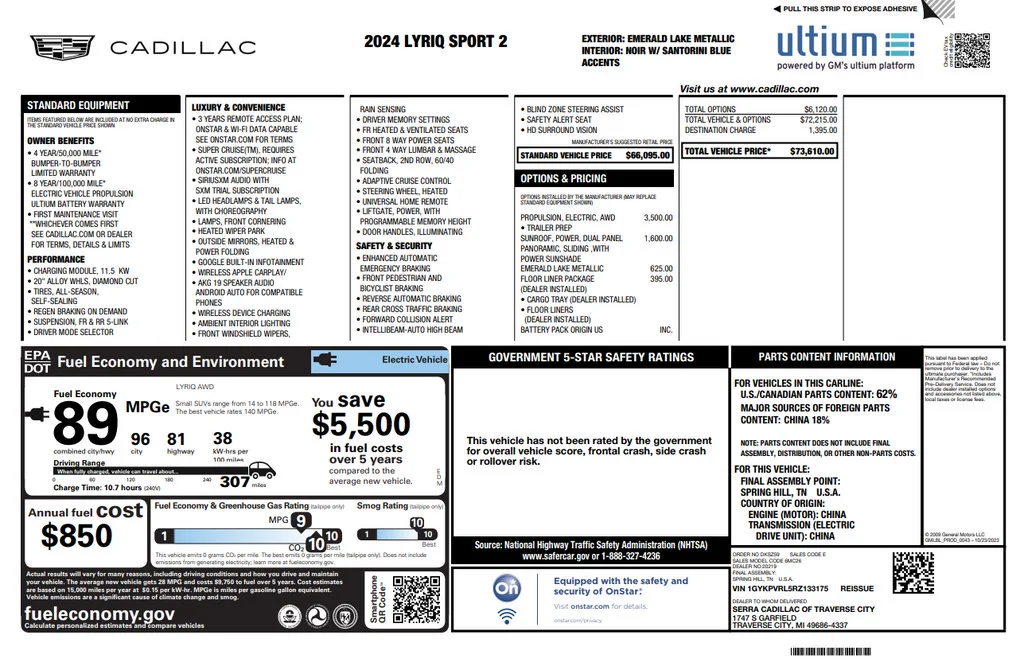 Used 2024 Emerald Lake Metallic Cadillac Sport 2 image 2
