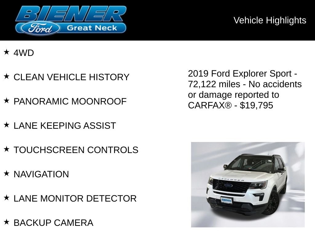 Certified Used 2019 White Platinum Clearcoat Metallic Ford Sport image 9