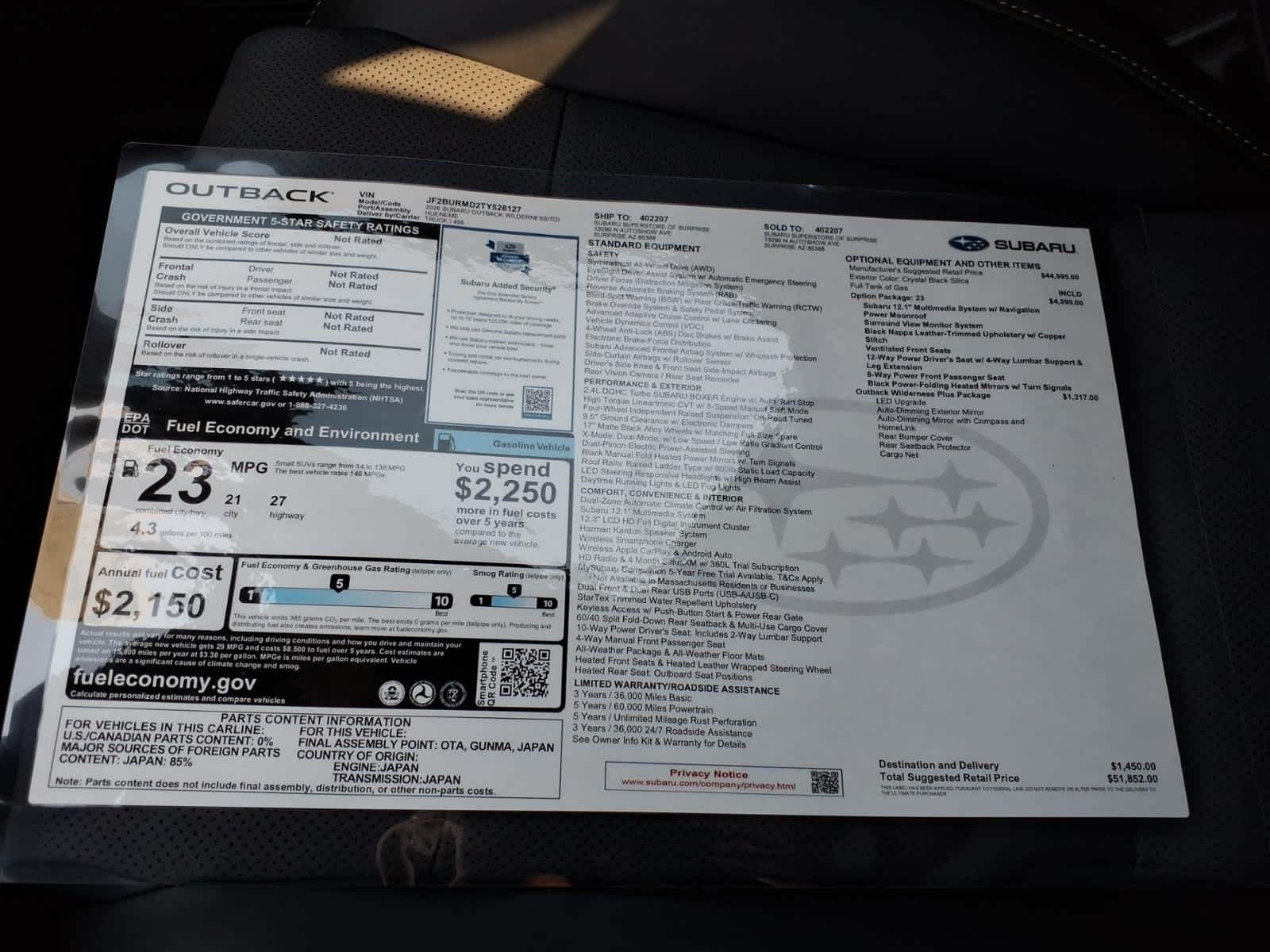 New 2026 CRYSTAL BLACK SILICA Subaru Wilderness image 40