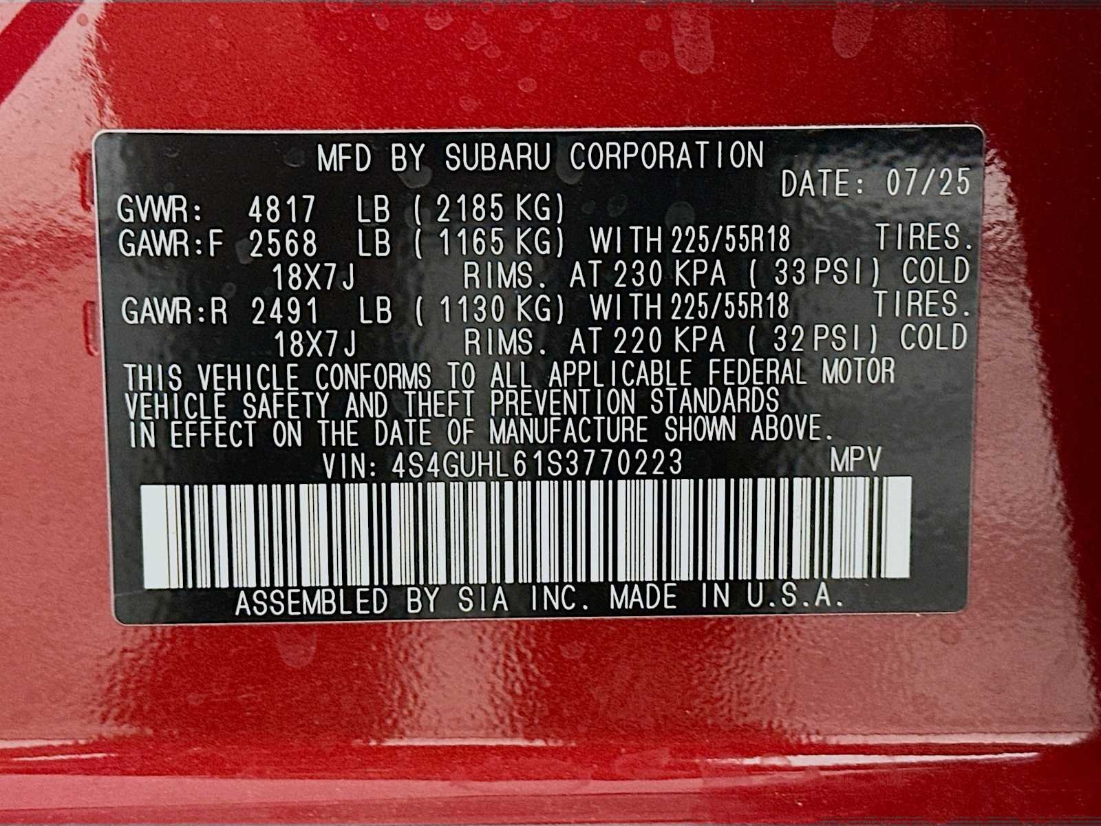 Used 2025 Lithium Red Pearl Subaru Limited image 28