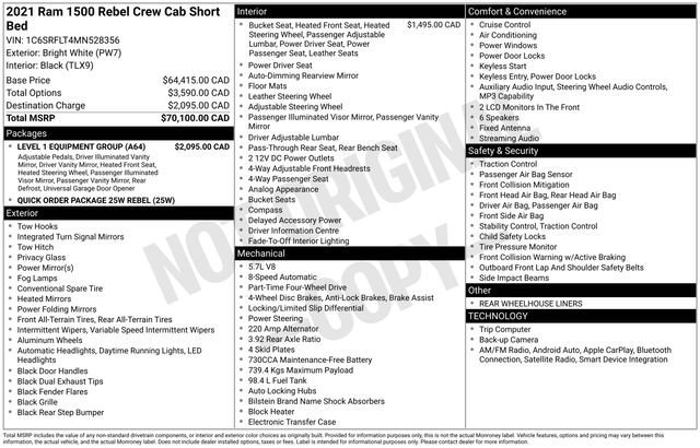 Used 2021 Bright White Clearcoat Ram Rebel image 35