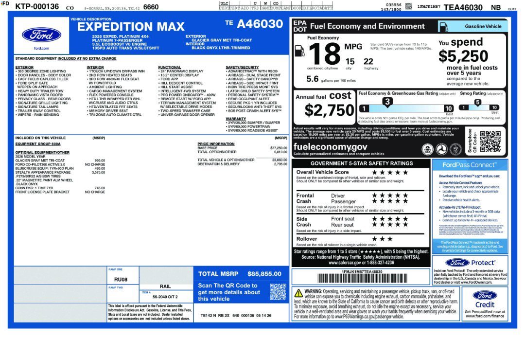 New 2026 Glacier Gray Metallic Tri-Coat Ford Platinum image 11