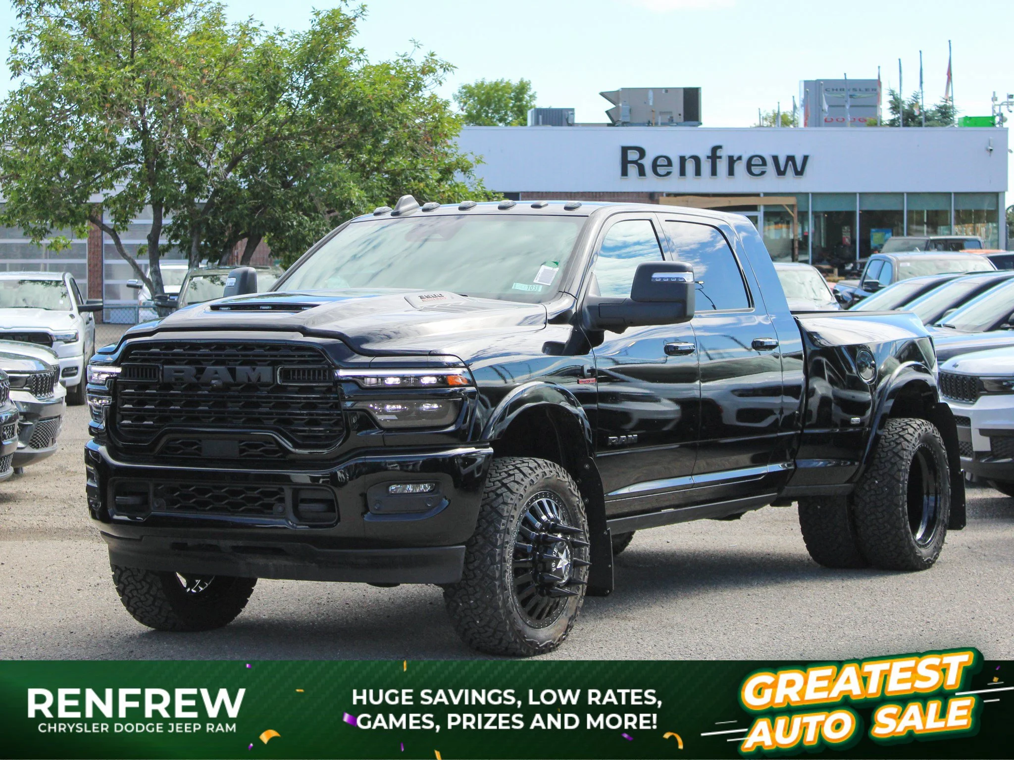 New 2026 Black RAM Limited* Mega Cab, 2 Inch Lift, 22 Inch American Force Wheels image 1