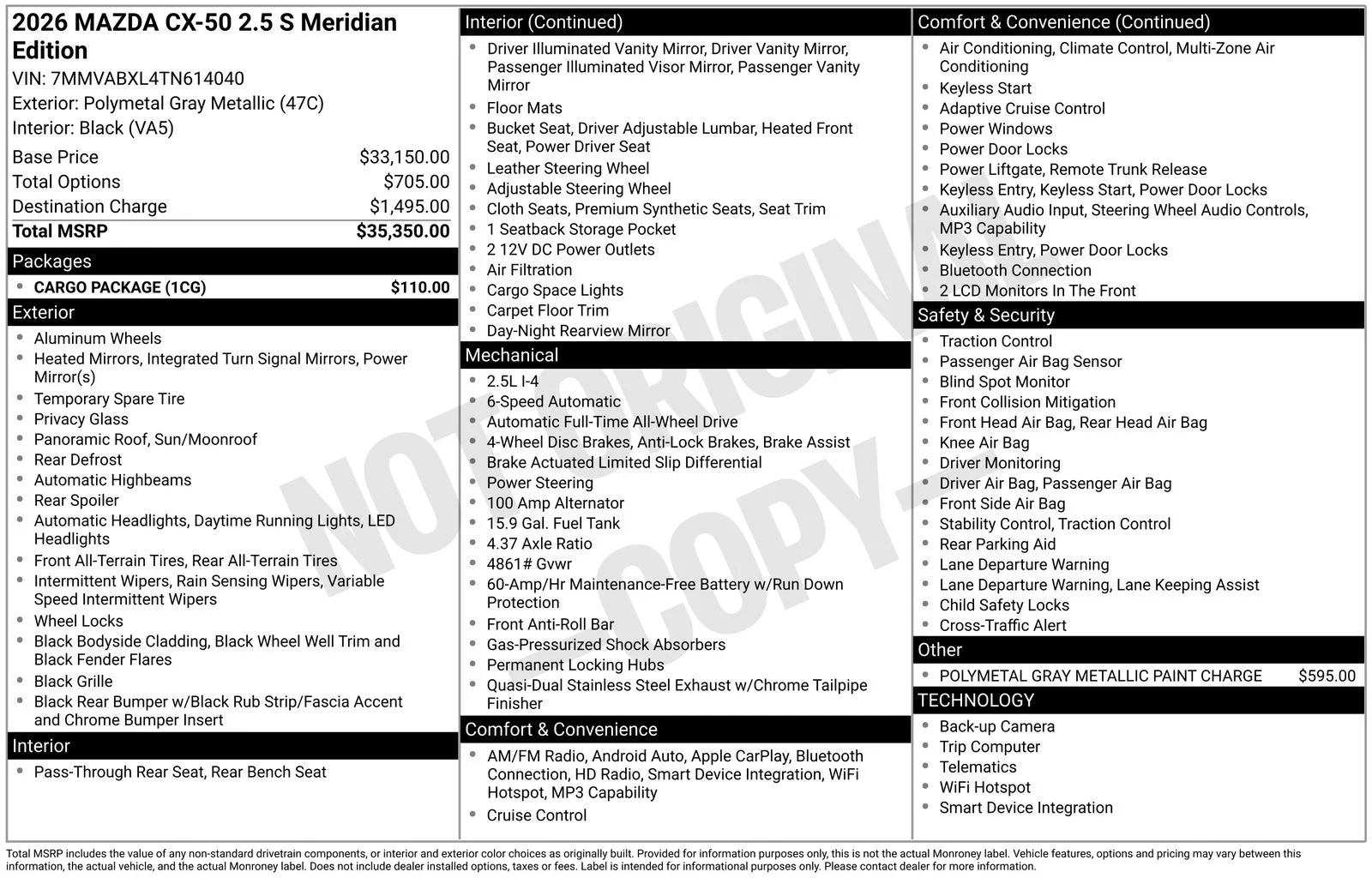 New 2026 Polymetal Gray Metallic Mazda 2.5 S Meridian Edition image 4