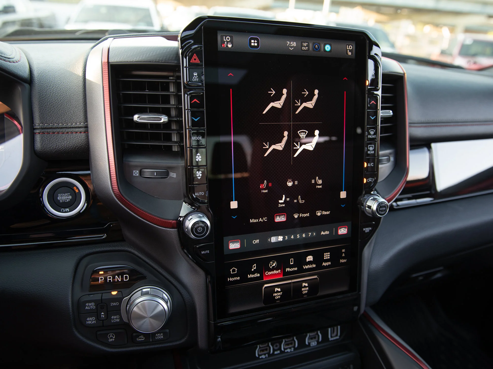 New 2026 Red RAM Rebel* Crew Cab 4x4, Pano Sunroof, 33 Inch A/T Tires, Passenger Screen image 19