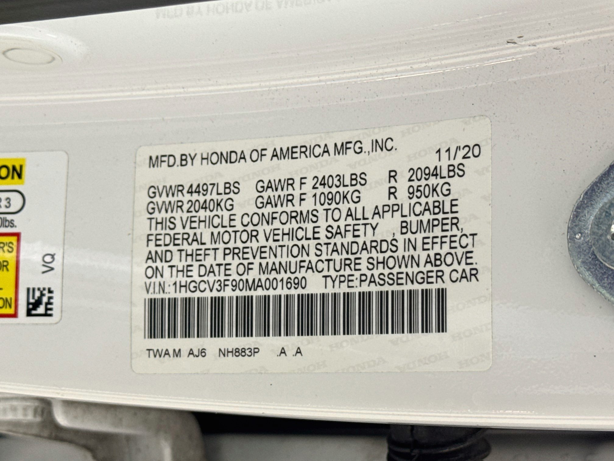 Used 2021 Platinum White Pearl Honda Touring image 33