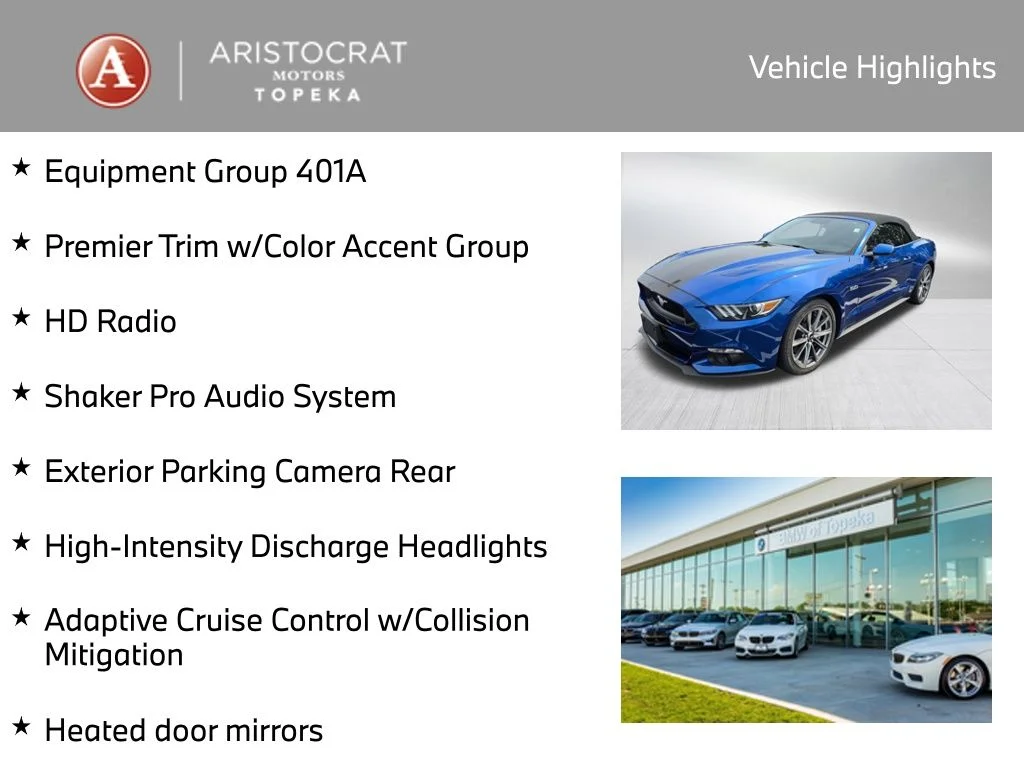 Used 2017 Ford Mustang GT Premium with VIN 1FATP8FF2H5336059 for sale in Kansas City