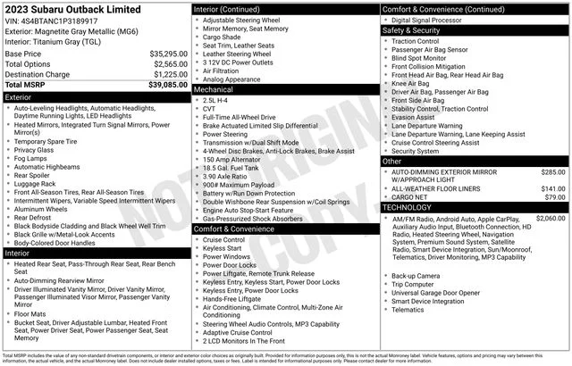 Used 2023 Gray Subaru Limited image 19