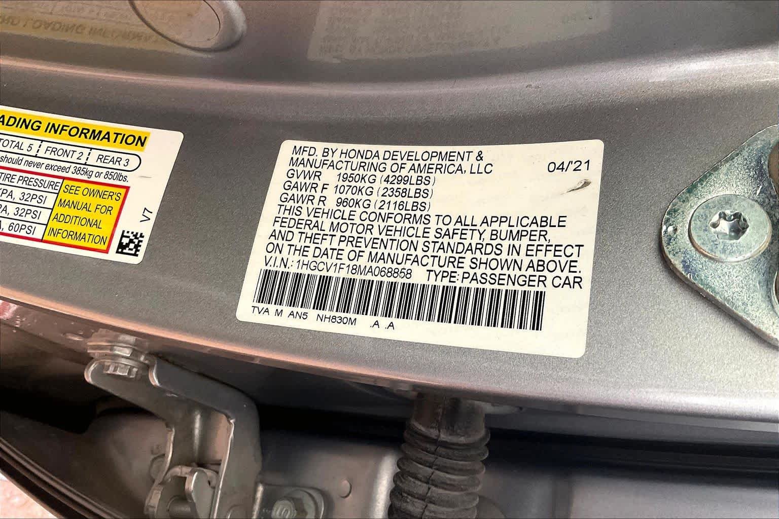 Used 2021 Lunar Silver Metallic Honda LX image 34
