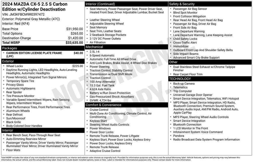 Used 2024 Gray Mazda 2.5 S Carbon Edition image 6