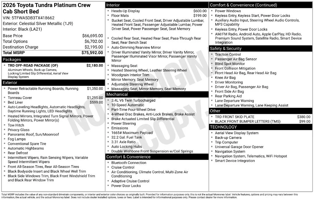 New 2026 Silver Toyota Platinum image 7
