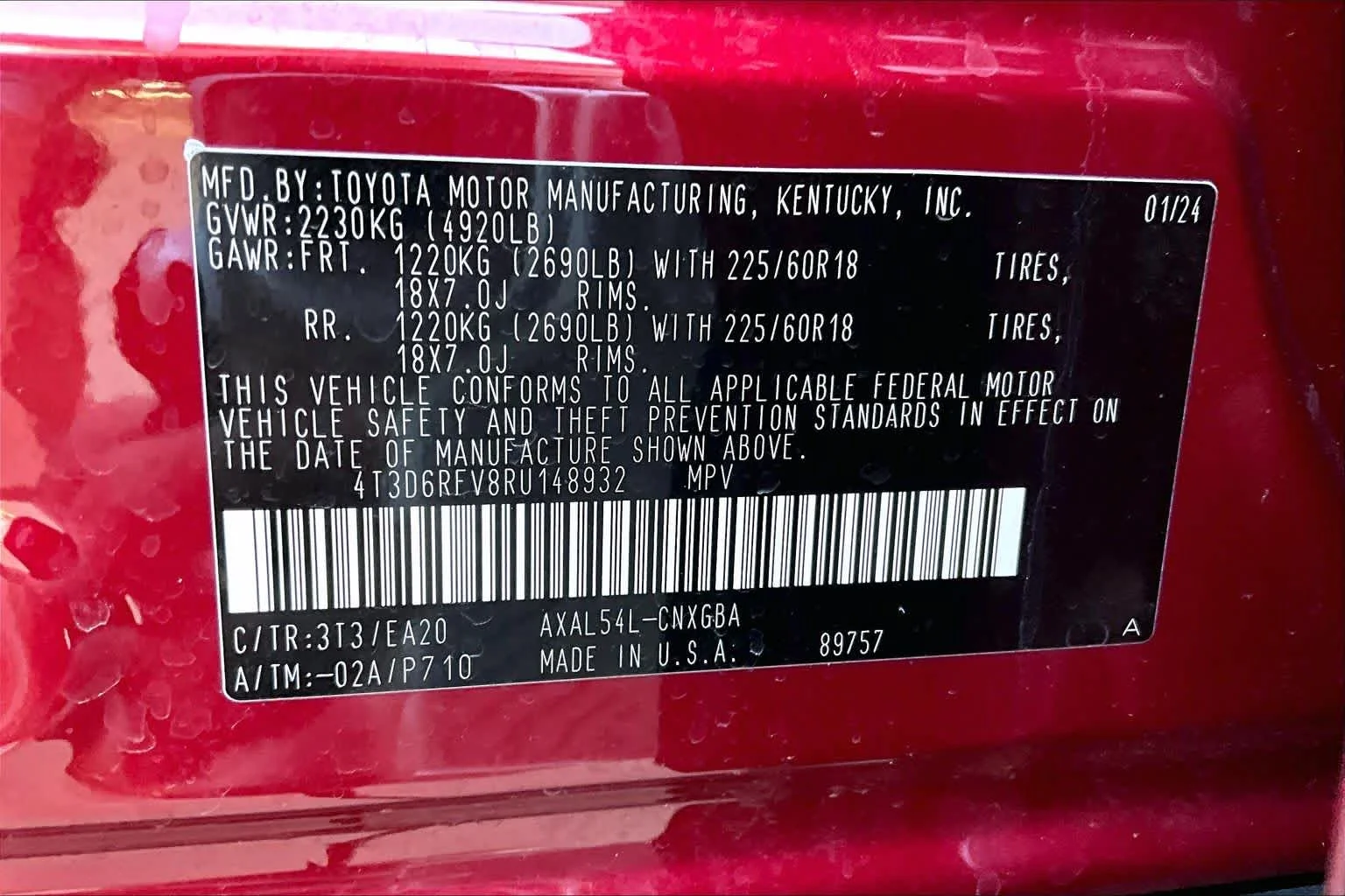 Used 2024 Ruby Flare Pearl Toyota Hybrid Limited image 32