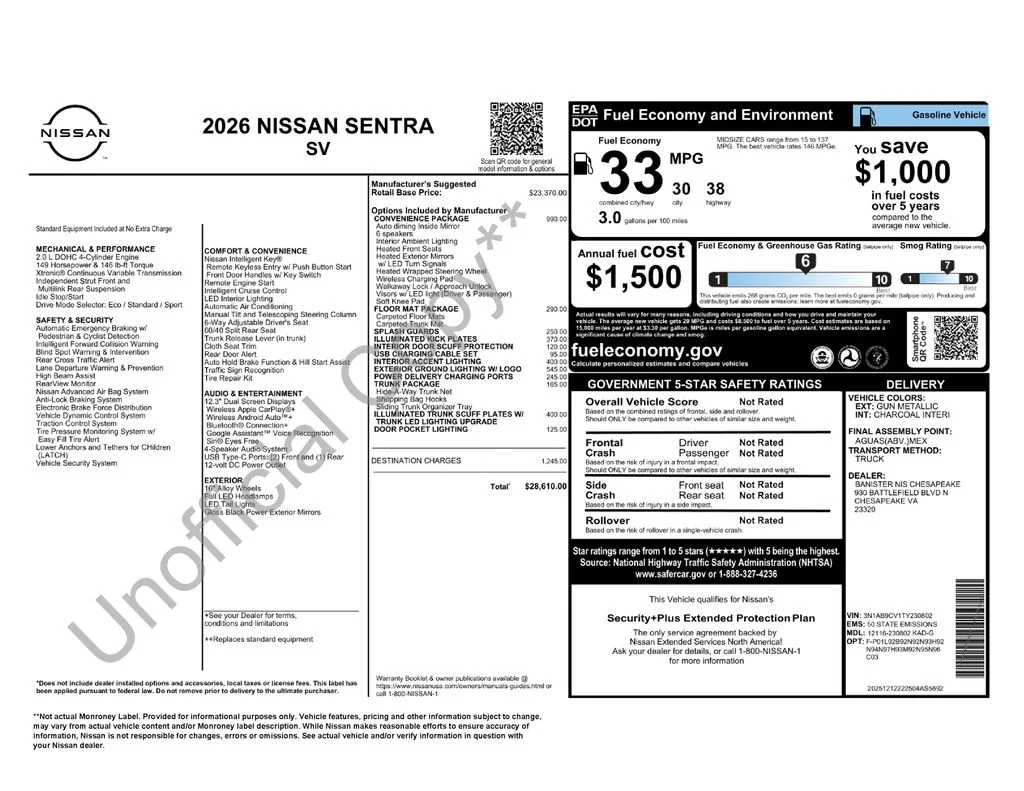 2026 Nissan Sentra SV - Photo 6