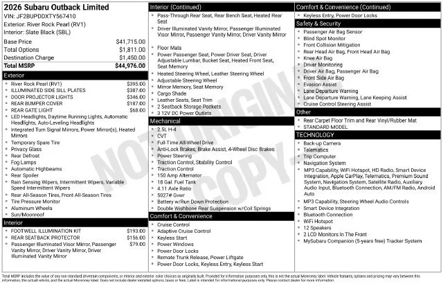 New 2026 River Rock Pearl Subaru Limited image 36