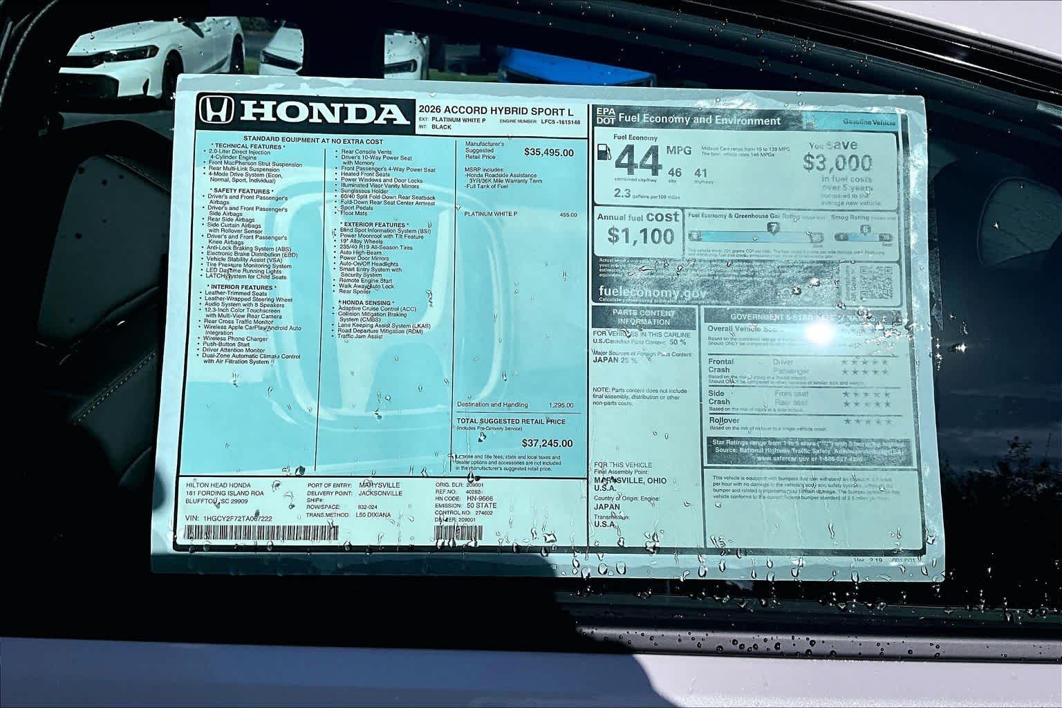New 2026 Platinum White Pearl Honda Sport-L Hybrid image 17