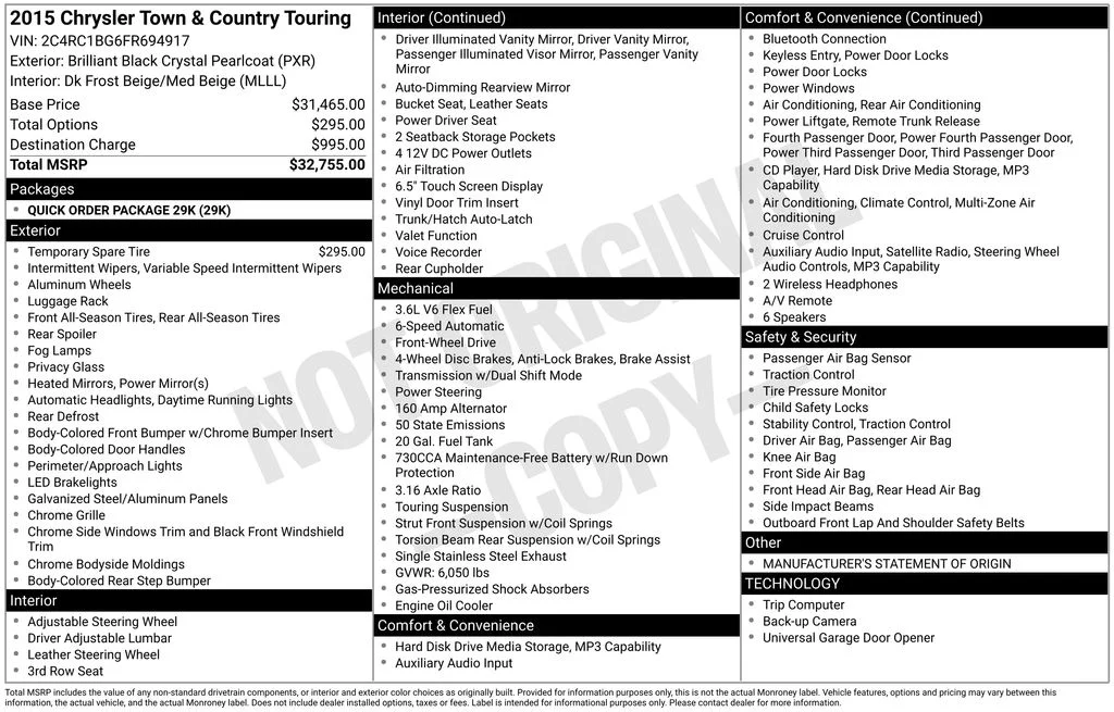 Used 2015 Black Chrysler Touring image 6