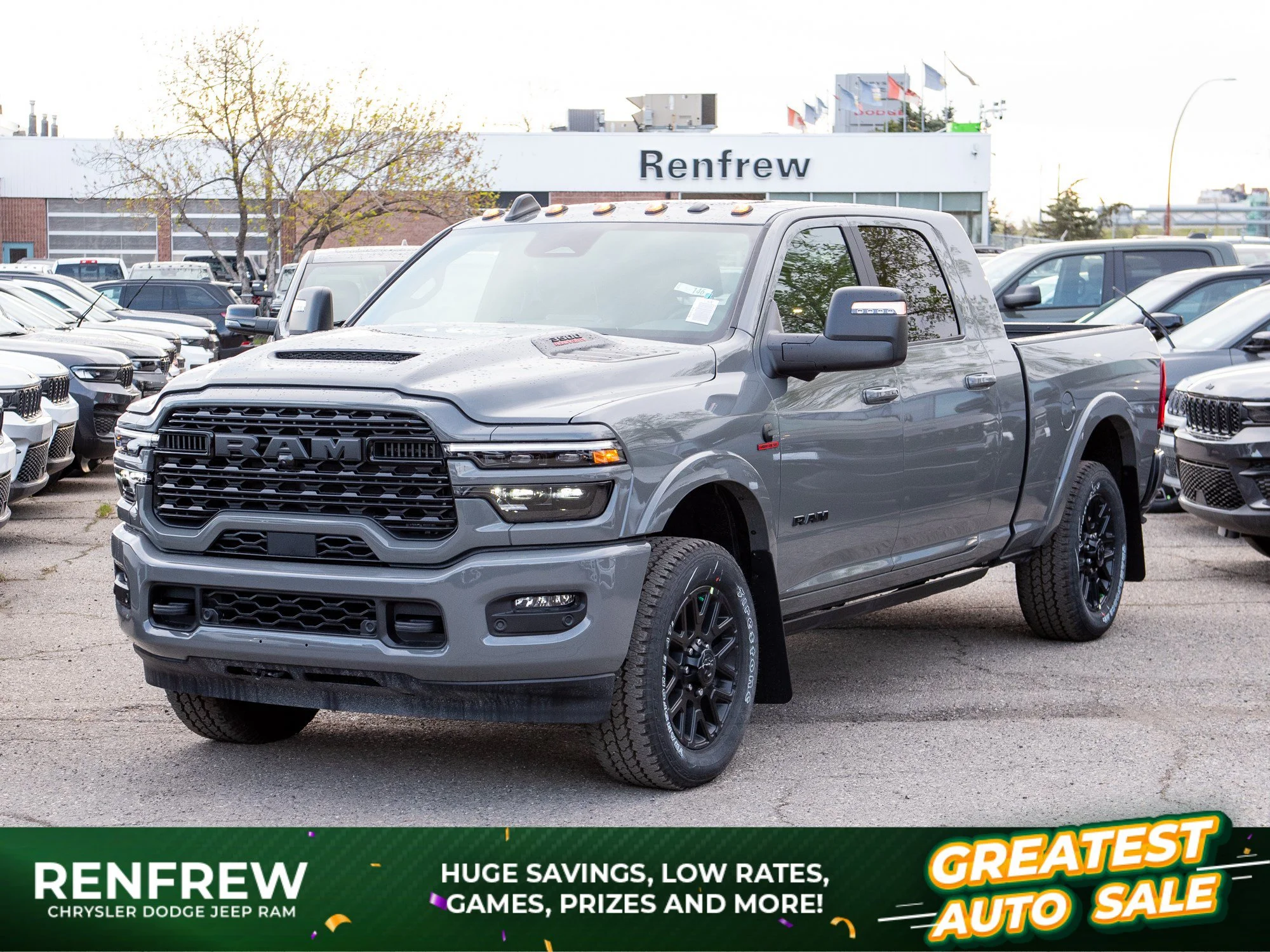 New 2026 Grey RAM Limited Night* Mega Cab 4x4, Sunroof, Harman/Kardon, Pwr Running Boards image 1