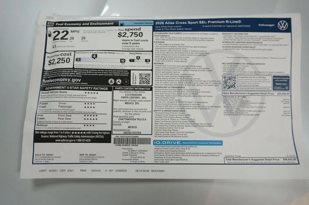 New 2026 Opal White Volkswagen 2.0T SEL Premium R-Line image 41