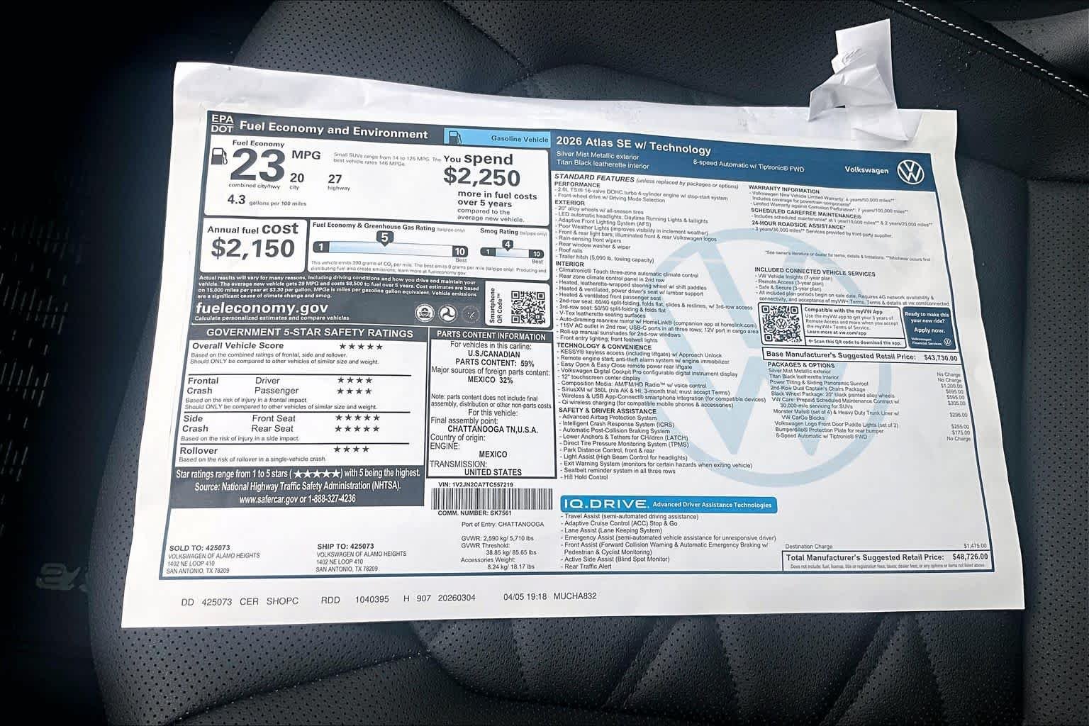 New 2026 Silver Mist Metallic Volkswagen 2.0T SE W/TECHNOLOGY image 18