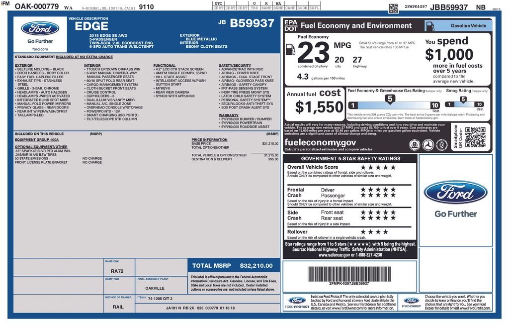 Used 2018 Blue Metallic Ford SE image 2