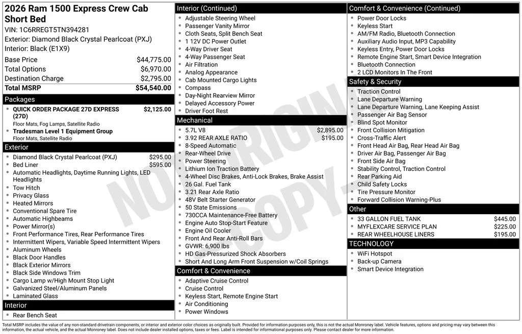 New 2026 Diamond Black Crystal Pearl-Coat Exterior Paint RAM Express image 7