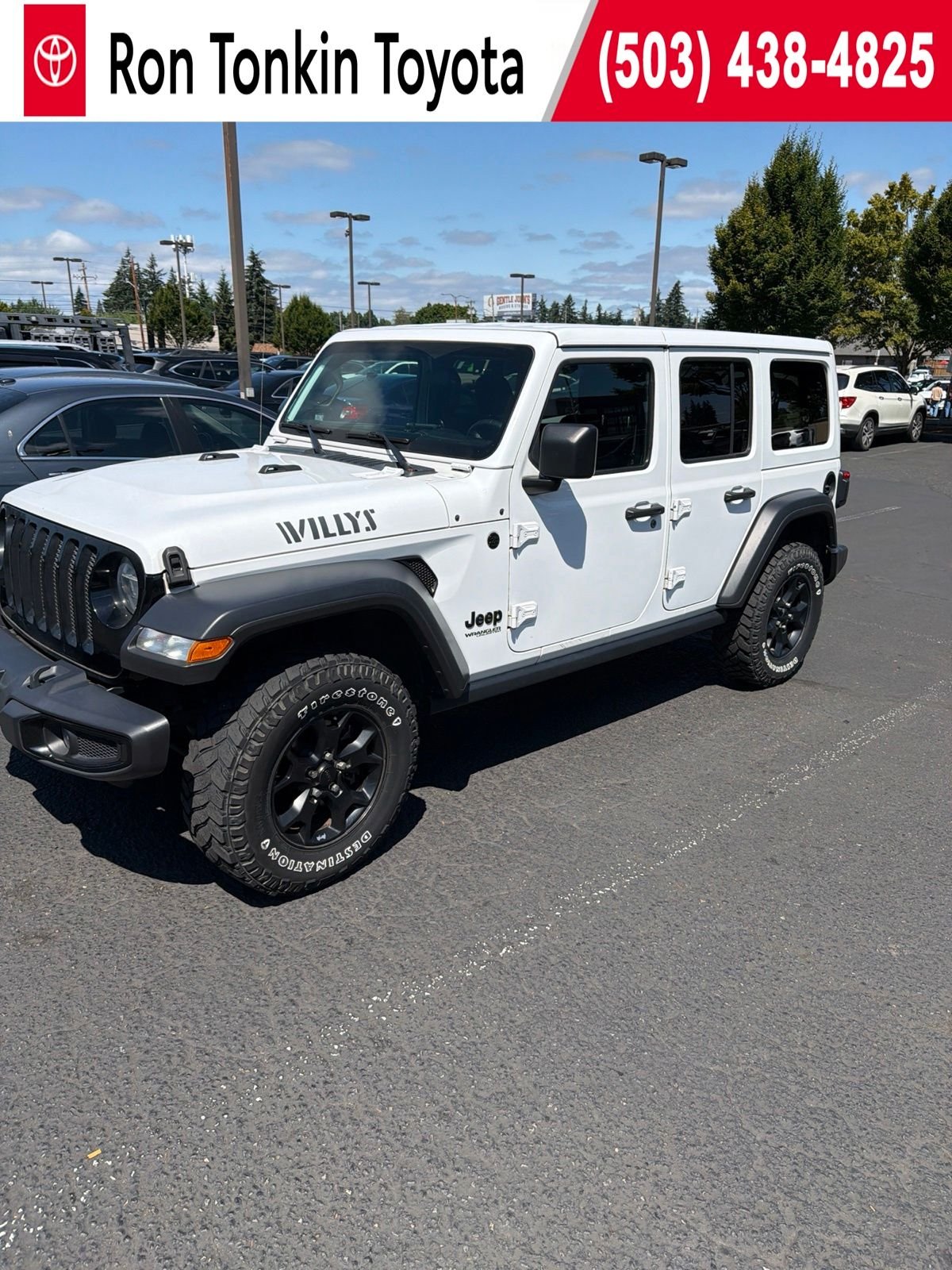 Used 2021 Bright White Clearcoat Jeep Unlimited Willys image 1