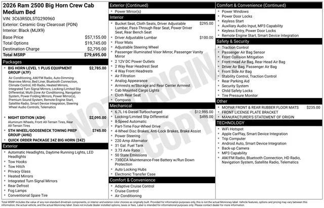New 2026 Ceramic Gray Clearcoat RAM BIG HORN image 32