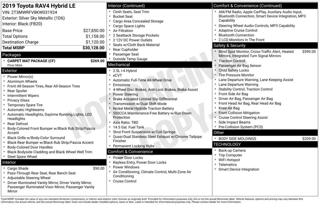 Used 2019 Silver Toyota LE image 3